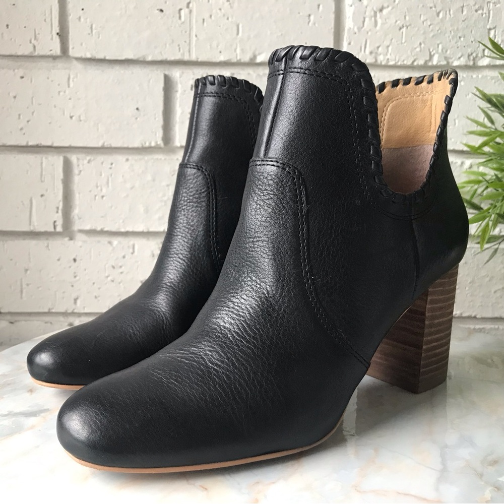 Lucky Brand Black Leather Ankle Boot Sivya Women's Size 7